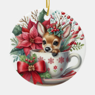 Christmas Mug Reindeer 7 Ceramic Tree Decoration