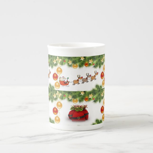 Christmas Mug, Santa Bone China Mug (Front)