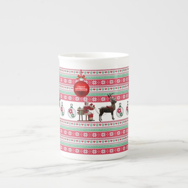 Christmas Mug, Santa Bone China Mug (Front)