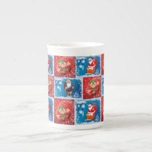 Christmas Mug, Santa, Elf Bone China Mug