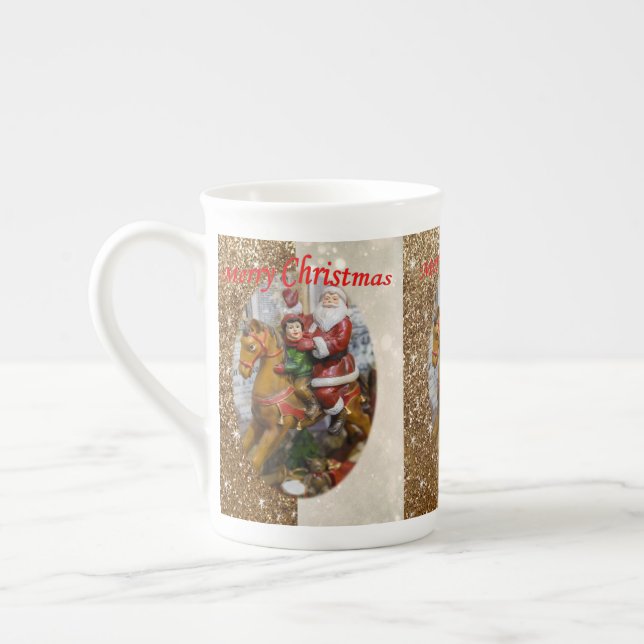 Christmas Mug, Santa, Merry Christmas Bone China Mug (Left)