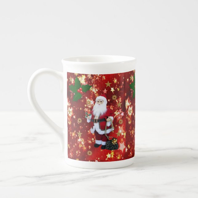 Christmas Mug, Santa, Merry Christmas Bone China Mug (Left)