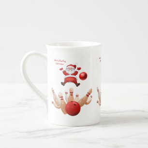 Christmas Mug, Santa, Merry Christmas Bowling Bone China Mug