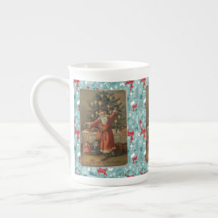 Christmas Mug, Santa, Merry Christmas Vintage Bone China Mug
