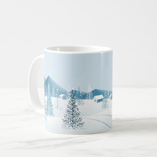 Christmas Mug-Snow Scene Coffee Mug (Front Left)