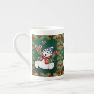 Christmas Mug, Snowman, Merry Christmas Bone China Mug