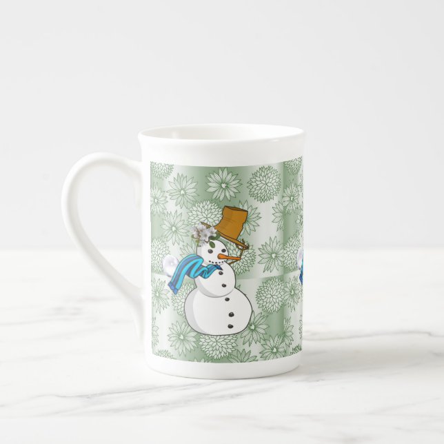 Christmas Mug, Snowman, Merry Christmas Bone China Mug (Left)