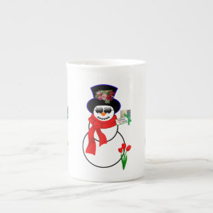 Christmas Mug, Snowman, Merry Christmas Iphone Bone China Mug