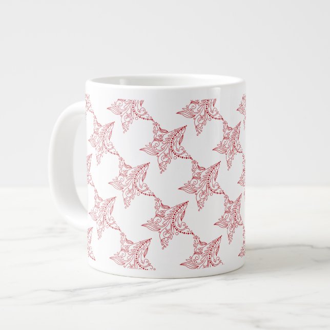 Christmas Mug, Star Design Large Coffee Mug (Front Left)