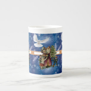 Christmas Mug, Vintage Dove Bone China Mug