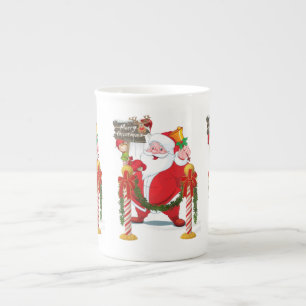 Christmas Mug, Vintage, Merry Christmas Santa Bone China Mug