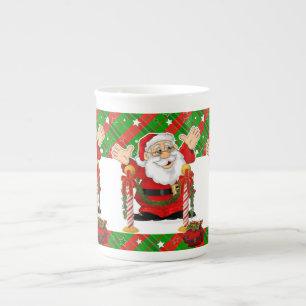 Christmas Mug, Vintage, Merry Christmas Santa Bone China Mug