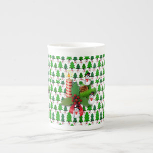 Christmas Mug, Vintage, Merry Christmas Snowman Bone China Mug