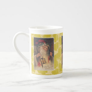 Christmas Mug, Vintage Santa, Merry Christmas Bone China Mug