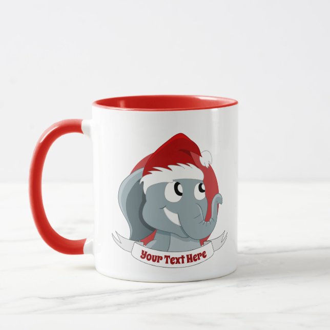 Christmas mug with cute cartoon elephant (Left)