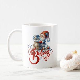 Christmas mug with cute gnome and snow globe