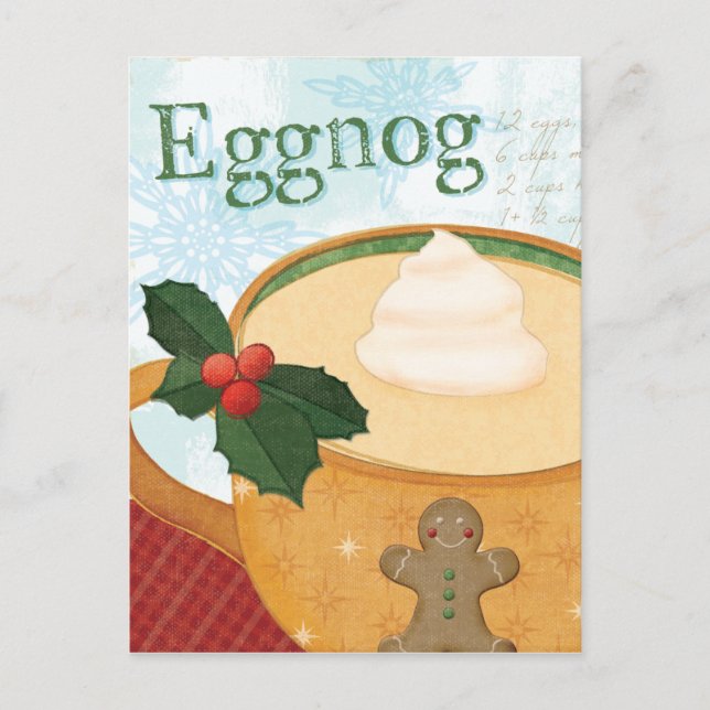 Christmas Mug with Eggnog Holiday Postcard (Front)