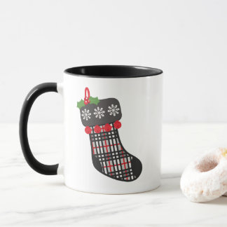 Christmas Mug with Plaid Stocking