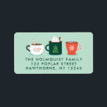 Christmas Mugs Return Address label<br><div class="desc">This label features cute illustrated holiday mugs to give a warm hug to friends and family.</div>