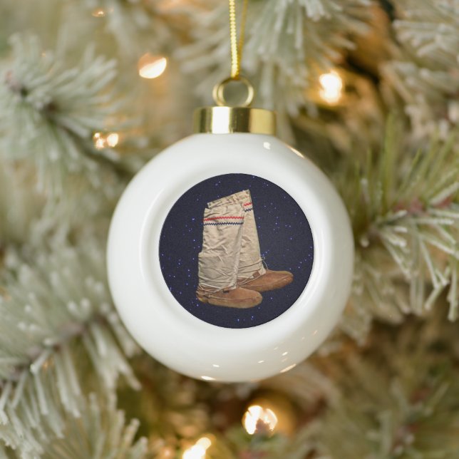 Christmas Mukluks Ceramic Ball Christmas Ornament (Tree)