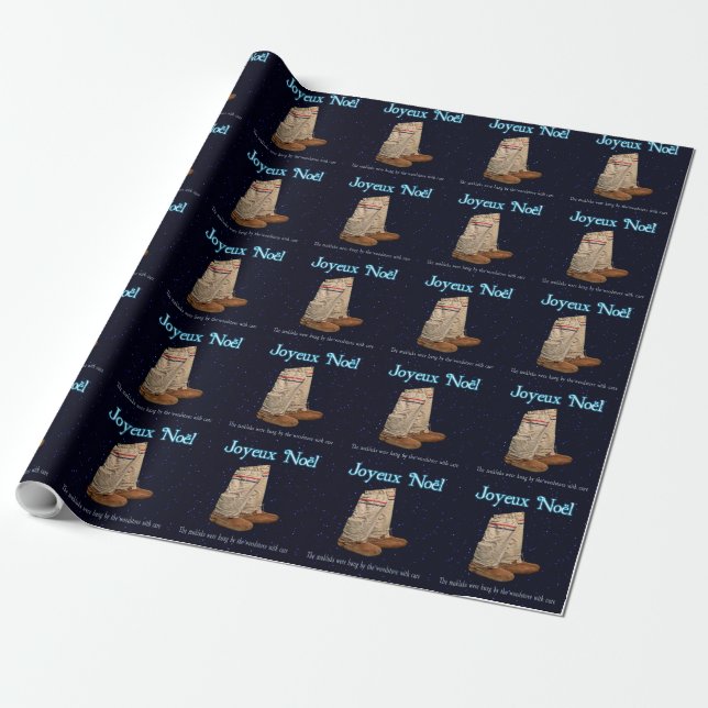 Christmas Mukluks Wrapping Paper (Unrolled)