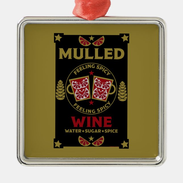 Christmas Mulled Red Wine Drink Metal Tree Decoration (Front)