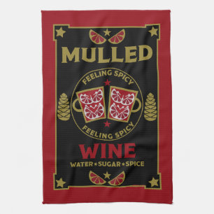 Christmas Mulled Red Wine Drink Tea Towel