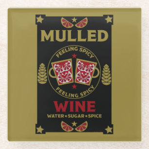 Christmas Mulled Red Wine  Glass Coaster