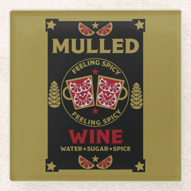 Christmas Mulled Red Wine  Glass Coaster (Front)