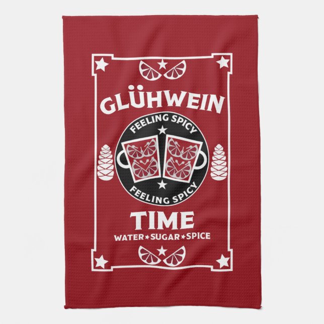 Christmas Mulled Red Wine Glühwein    Tea Towel (Vertical)