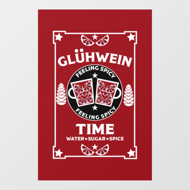 Christmas Mulled Red Wine Glühwein    Window Cling (Sheet)