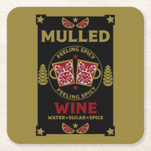 Christmas Mulled Red Wine Square Paper Coaster