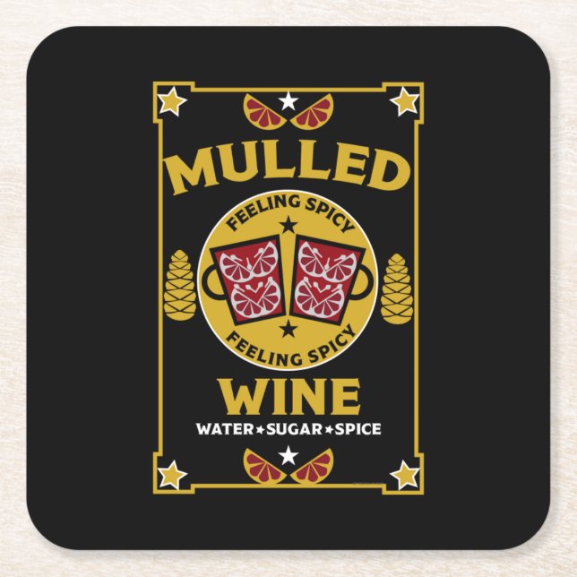 Christmas Mulled Red Wine  Square Paper Coaster (Front)