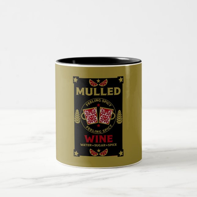 Christmas Mulled Red Wine  Two-Tone Coffee Mug (Center)
