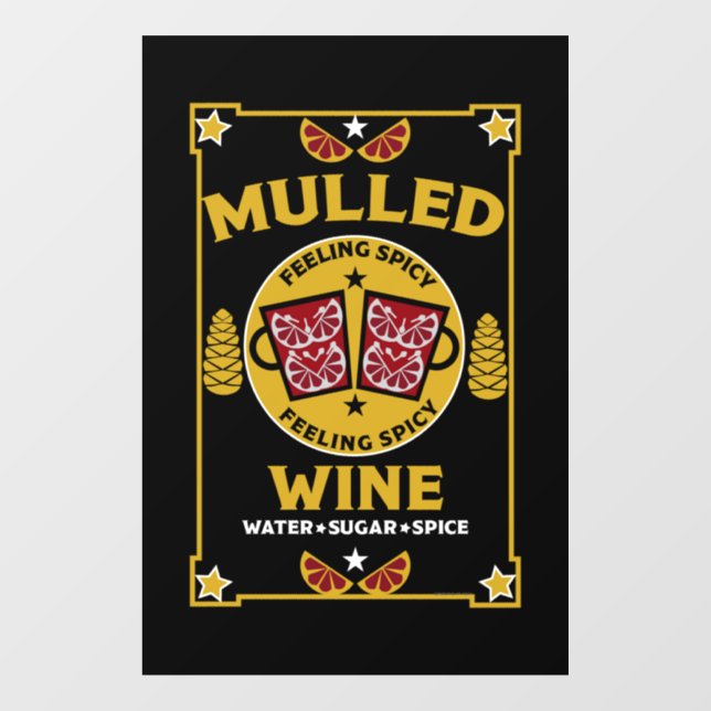 Christmas Mulled Red Wine  Window Cling (Sheet)