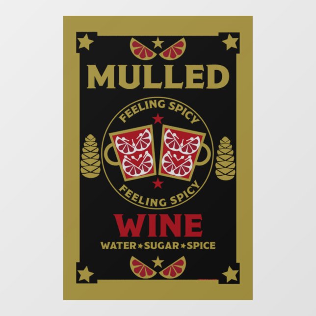 Christmas Mulled Red Wine  Window Cling (Sheet)