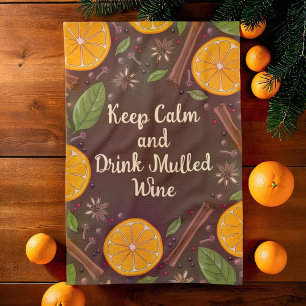 Christmas mulled wine spicy brown tea towel