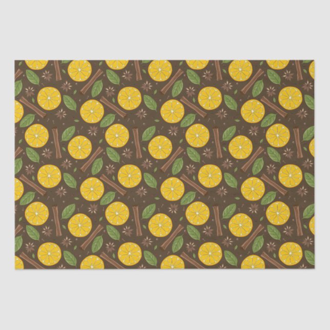 Christmas mulled wine spicy brown tissue paper (Front)