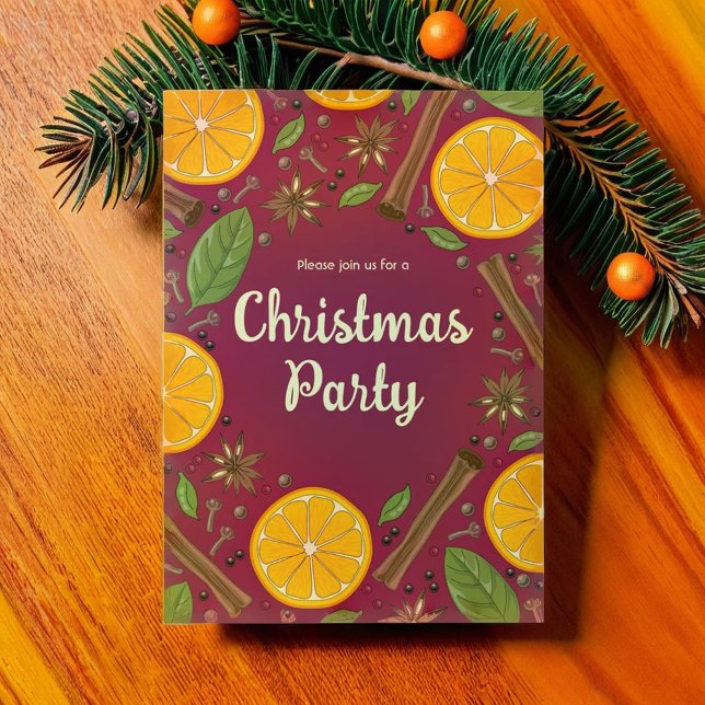 Christmas mulled wine spicy burgundy invitation (Christmas mulled wine spicy burgundy invitation)