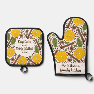 Christmas mulled wine spicy  oven mitt & pot holder set