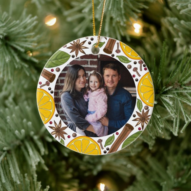 Christmas mulled wine spicy white  ceramic tree decoration (Tree)