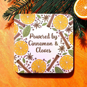 Christmas mulled wine spicy white square paper coaster