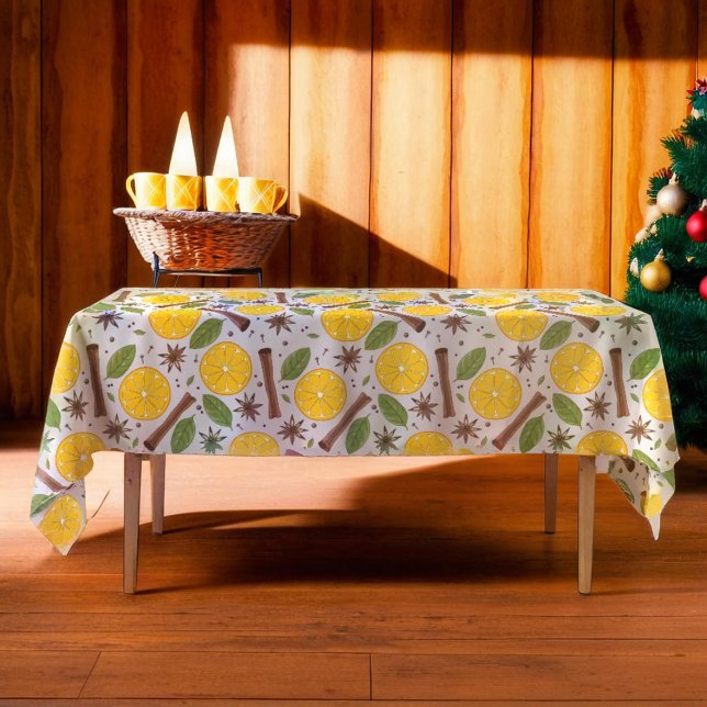 Christmas mulled wine spicy white tablecloth (Christmas mulled wine spicy white tablecloth)