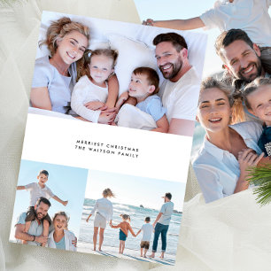 Christmas Multi Four Photos Stylish Simple Holiday Card