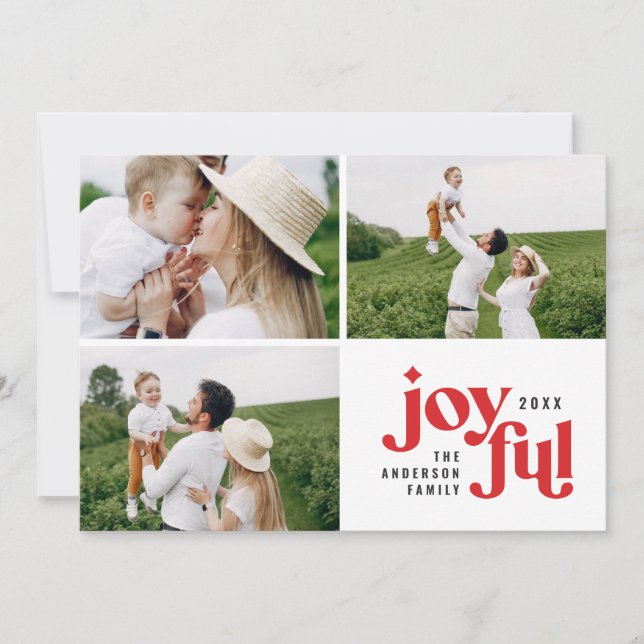 Christmas multi photo modern typography holiday card (Front)