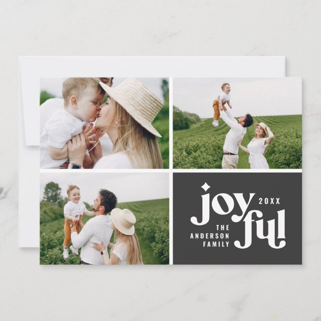 Christmas multi photo modern typography holiday card (Front)