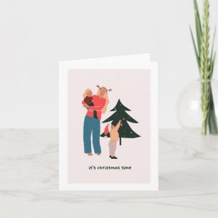 Christmas Mum and Children Greeting Card
