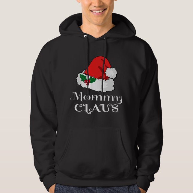 Christmas Mummy Claus Matching Pajama Santa Hat X- Hoodie (Front)
