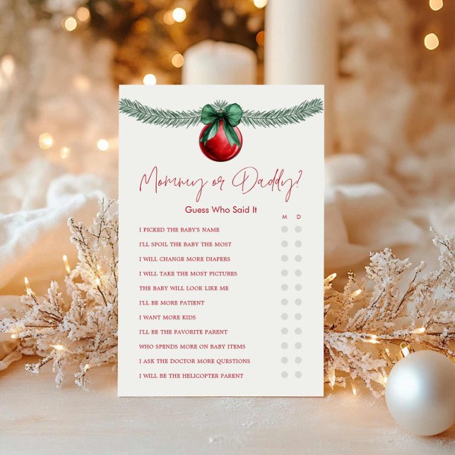 Christmas Mummy or Daddy game (Christmas Baby Shower Mommy or Daddy Game)
