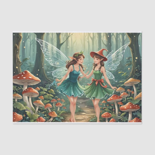 Christmas Mushroom Fairy Decoupage Tissue Paper (Front)